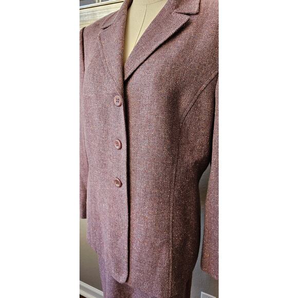 Le Suit Wool Blend‎ Lined 2 Pc Jacket Skirt Suit Women Sz 14P Lavender Career - Picture 5 of 9
